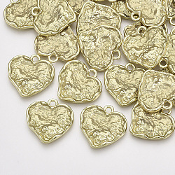 Ciondoli in resina epossidica, con pendenti in lega leggera color oro chiaro, cuore, texture, kaki scuro, 17.5x18x2.5mm, Foro: 1.8 mm