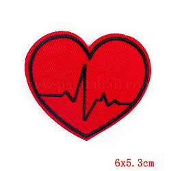 Компьютеризированная вышивка тканью утюжок на / шить на заплатках, аксессуары для костюма, сердце со словом, красные, 53x60 мм