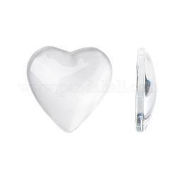 Cabochons cardiaques de verre transparent, clair, 20x20x5~6mm