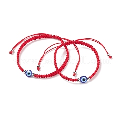 Ensemble de bracelets de perles tressées en résine mauvais œil de style 2pcs 2, bracelets couple rouge pour parent et enfant, bleu, diamètre intérieur: 2-1/8~3-1/2 pouce (5.5 cm), 1pc / style
