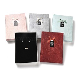 Grandi scatole per gioielli in cartone, con spugna interna, rettangolo con il bowknot, colore misto, 18.1x13.2x3.9cm