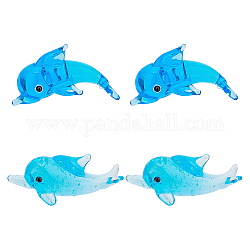 ARRICRAFT 6Pcs 2 Style Glass Dolphin Display Decorations, for Home Desk Decoration, Deep Sky Blue, 29~34x12~14x16~17mm, 3pcs/style