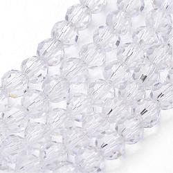 Transparent Glass Bead Strands, Imitate Austrian Crystal, Faceted(32 Facets), Round, Clear, 6mm, Hole: 1mm, about 96~98pcs/strand, 20~21 inch