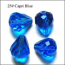Имитация австрийских кристаллов, класс AAA, граненые, капля, Плут синий, 6x8 мм, отверстие : 0.7~0.9 мм