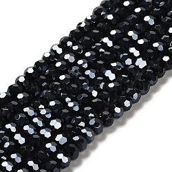 Electroplate Glass Bead Strands, Pearl Luster Plated, Faceted(32 Facets), Round, Prussian Blue, 4mm