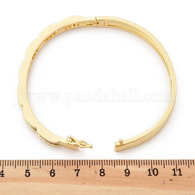 Женские браслеты на шарнирах из латуни с микропаве и прозрачным фианитом BJEW-K274-07G-1