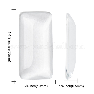 Прозрачные стеклянные кабошоны прямоугольник X-GGLA-R025-38x19-1