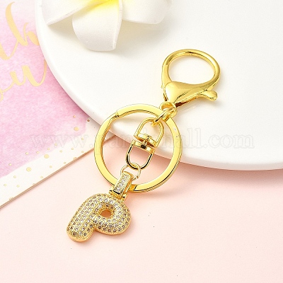 Брелок из латуни с микропаве из кубического циркония KEYC-YW00089-16-1