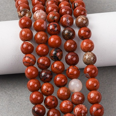 Нити из бисера натуральный красный яшма&nbsp;G-R193-11-6mm-1