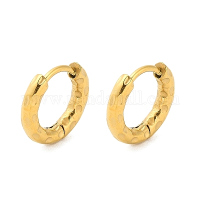 Серьги-кольца Huggie Hoop из текстурированной нержавеющей стали 304 с ионным покрытием (IP) EJEW-G374-02A-G-1