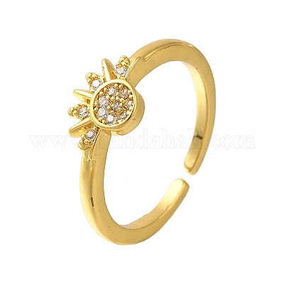 Кольца-манжеты из латуни с микропаве из кубического циркония для женщин RJEW-D079-01A-RS-1