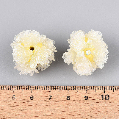 Бусины из полимерной глины со стразами и рельефными смоляными розами RESI-T059-01A-06-1