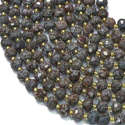 Природные снежинка обсидиан бисер нитей G-K389-E32-01-1