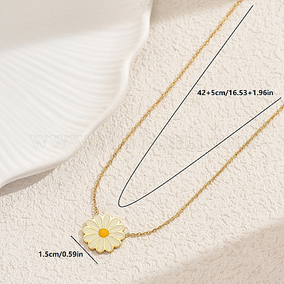 Весна-лето белые ромашки из нержавеющей стали эмалированные подвески для женщин QJ9119-1-1