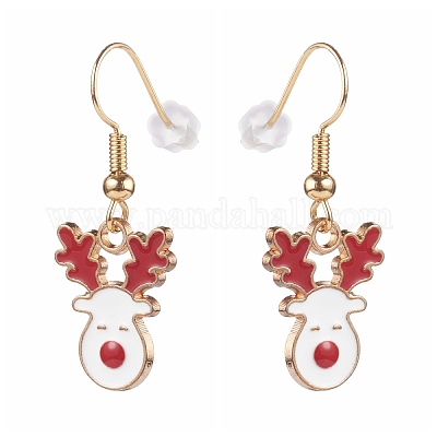 Наборы серег с подвесками из сплава с эмалью на рождественскую тему EJEW-JE04512-1