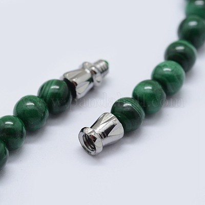 Натуральный малахит с вышитыми бисером NJEW-F218-01B-1