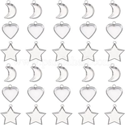 120 шт. 3 стиля подвески из нержавеющей стали 304 с кабошонами STAS-UN0020-85P-1