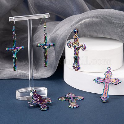 12шт 6 стиля подвески из сплава цвета радуги FIND-LS0001-16MC-1