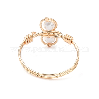 Перстни с жемчугом в виде ракушек RJEW-JR00944-01-1