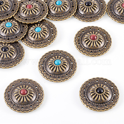 12 набор плоских круглых кнопок из сплава двух цветов FIND-TA0008-15-1