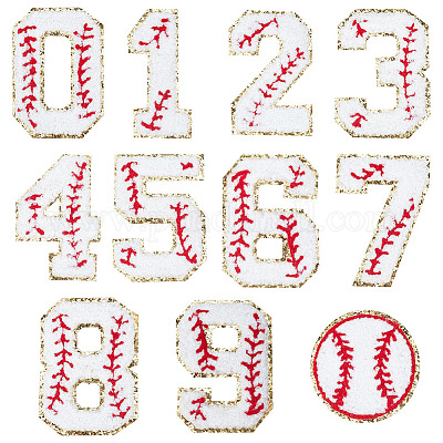 Number Iron on Patches, 11 PCS Sew on Chenille Patches, Embroidered Gold  Baseball Style Patch, Decorative 0-9 Numbers Badge Decorate Repair Patches  or