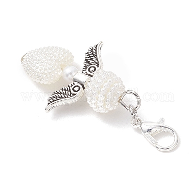 5 шт. подвеска в форме сердца в виде ангела из акрила и АБС-пластика с имитацией жемчуга HJEW-JM03826-1