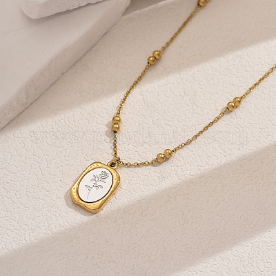 Женские винтажные ожерелья из нержавеющей стали с прямоугольным кулоном в виде цветка розы NY6515-1