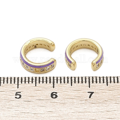 C-образные латунные серьги-каффы с микропаве из кубического циркония EJEW-M082-01G-1