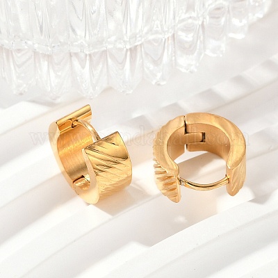 Серьги-кольца из нержавеющей стали 304 с эффектом полировки EJEW-M001-30G-1