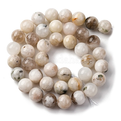 Натуральный белый лунный камень бисер пряди G-I388-01-10mm-1