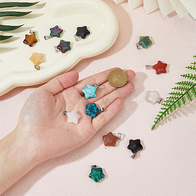 14 шт. 14 стиля подвески в виде звездчатых драгоценных камней G-FI0001-31-1