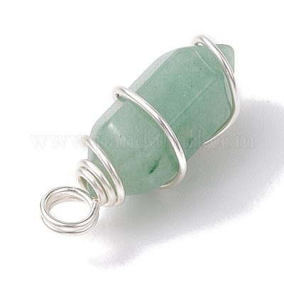 Остроконечные подвески из медной проволоки с натуральным смешанным камнем PALLOY-JF02677-02-1