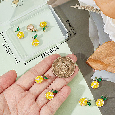 Wholesale Beebeecraft 10Pcs/Box Lemon Charms 18K Gold Plated Brass Yellow Fruit  Charms Jewelry Making Findings for DIY Bracelet Necklace Earring Making 