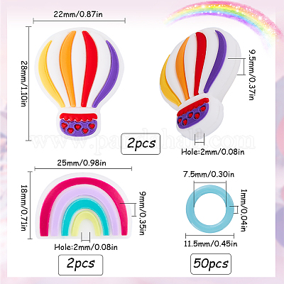 4 шт. 2 стиля силиконовые защитные фиксаторы для спиц с изображением воздушного шара и радужных бусин DIY-SC0023-90-1