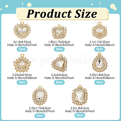 40шт 8 стиля подвески из сплава со стразами ALRI-NB0001-19G-1