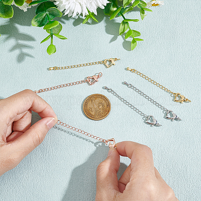 6 шт. 3-х цветный латунный удлинитель цепи KK-NB0003-14-1