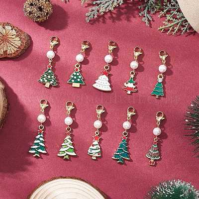 10 шт. подвесные украшения из эмалевого сплава для рождественской елки HJEW-JM03817-1