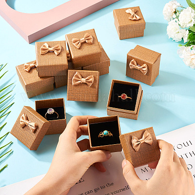 Квадратные картонные бумажные подарочные коробки для хранения колец CON-TAC0001-17E-1