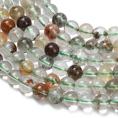 Натуральный зеленый lodolite кварц бисер пряди G-L642-B06-4mm-1