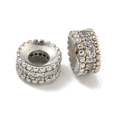 Бусины-проставки из латуни с кубическим цирконием KKB-L215-010P-1