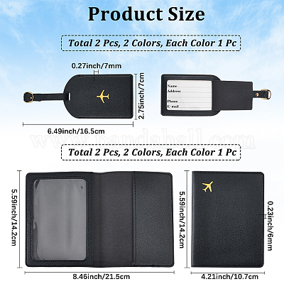 2 бирка для багажа из искусственной кожи и 2 обложки для паспорта FIND-CL0001-14D-1