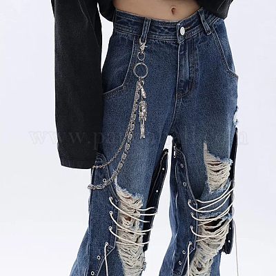 1 шт. сплав скелет подвеска двухслойная цепь для джинсовых брюк AJEW-DC0002-13-1
