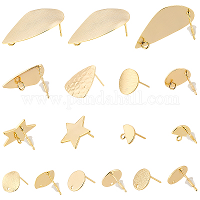 16 шт. 8-х стилевые латунные волочильные серьги-гвоздики KK-PH0002-87-1