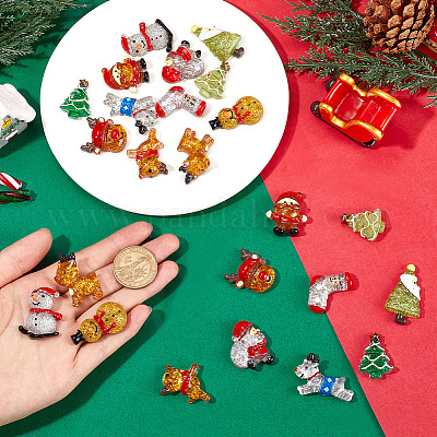24 шт. 12 стиля рождественской тематики прозрачные смоляные кабошоны FIND-SC0011-31-1