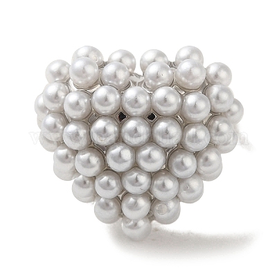 Покрытие стойки латунные кольца с микропаве и жемчугом RJEW-R315-02B-P-1