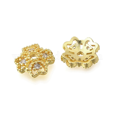 Колпачки для бусин из цветочной латуни с микропаве из кубического циркония KK-K300-01D-G-1