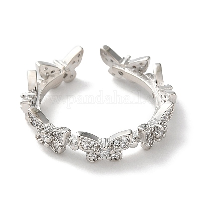 Открытые манжеты из латуни с фианитами RJEW-Z017-02P-1