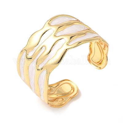 Браслеты-манжеты из нержавеющей стали 304 с эмалью для женщин BJEW-B159-04G-1