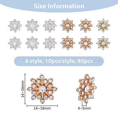 Кабошоны со стразами из сплава в 60 стилях ALRI-FH0001-16-1