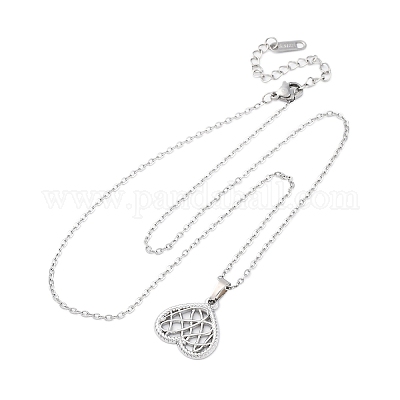 Ожерелья с подвеской в виде сердца из нержавеющей стали 304 NJEW-M096-12P-1